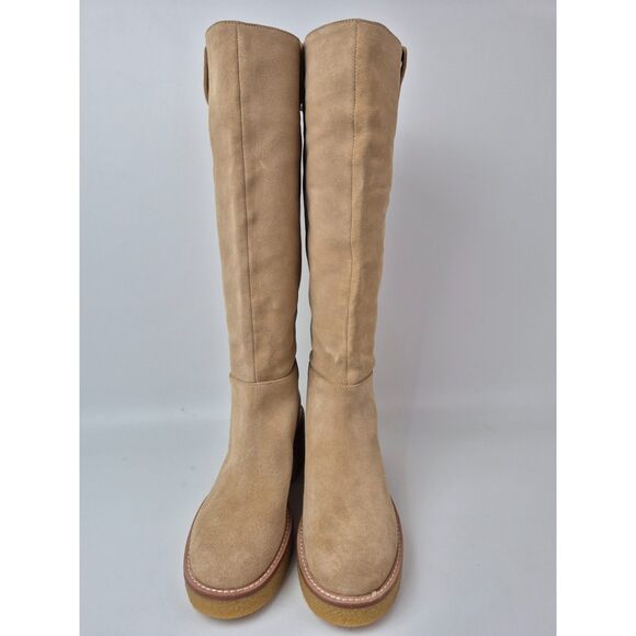 Stuart Weitzman Women's Sand Montana Slouch Suede Boots Size 7 - Picture 3 of 7